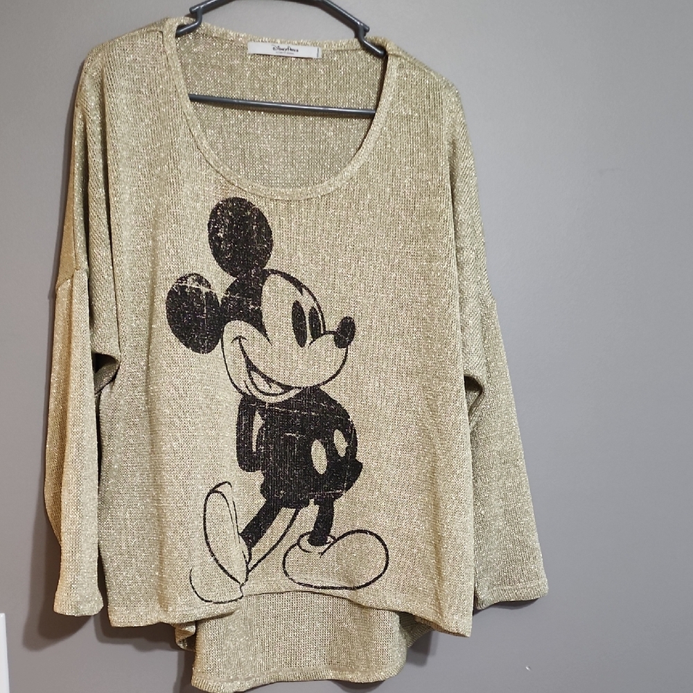 Disney Parks Gold Mickey Mouse Knit Top Size XL